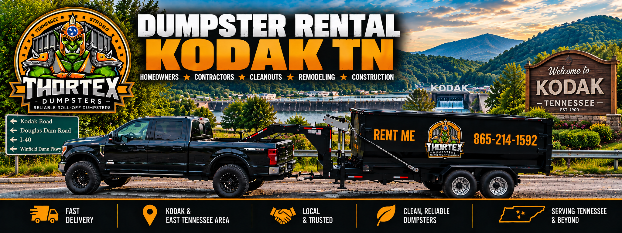 Dumpster rental Kodak TN - Thortex Dumpsters 20-yard roll-off dumpster