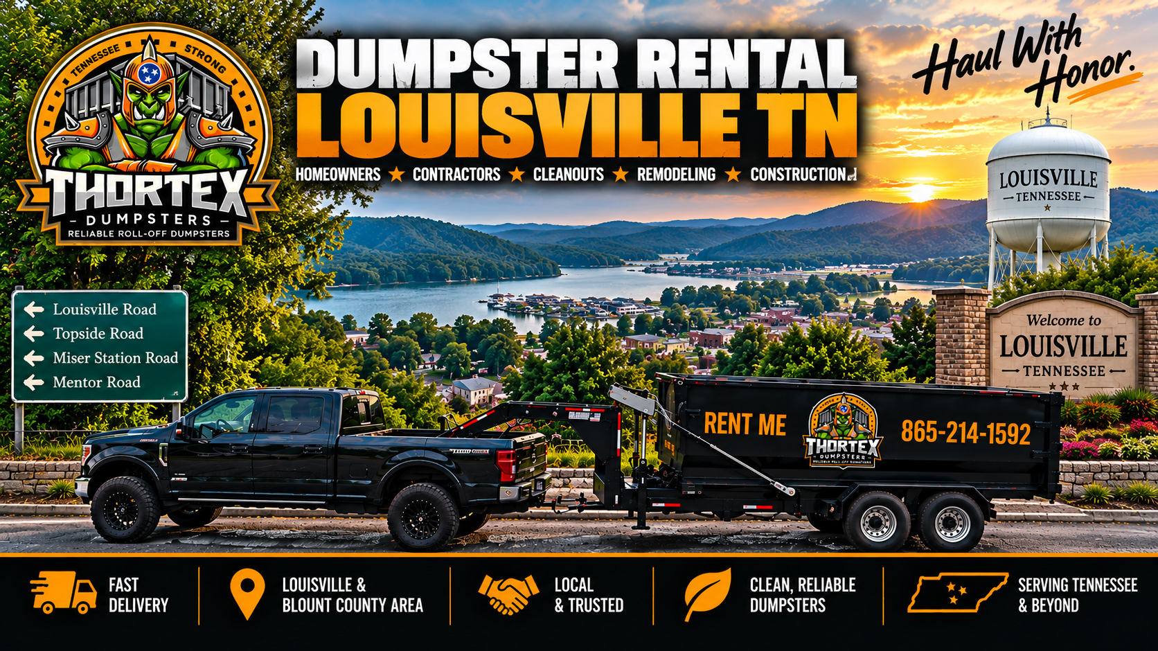 Dumpster rental Louisville TN - Thortex Dumpsters 20-yard roll-off dumpster