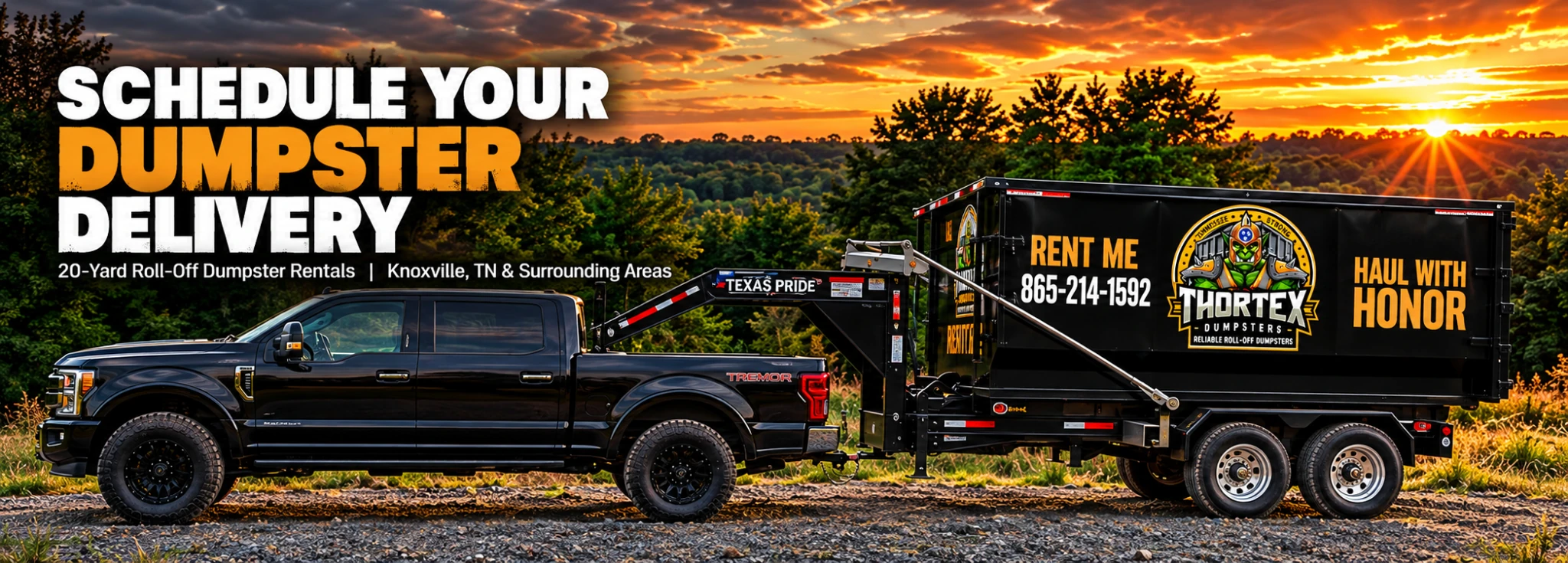 Schedule dumpster delivery in Knoxville TN with Thortex Dumpsters 20-yard roll-off rentals